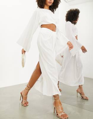 ASOS EDITION ASOS EDITION drape column linen maxi skirt in white