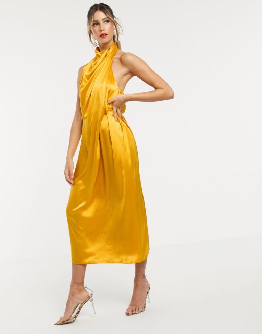 ASOS EDITION drape midi dress with open back