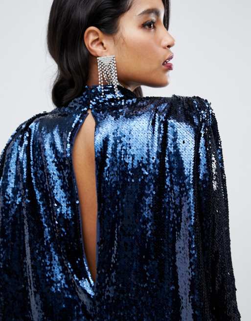 ASOS EDITION drape sequin shoulder pad top