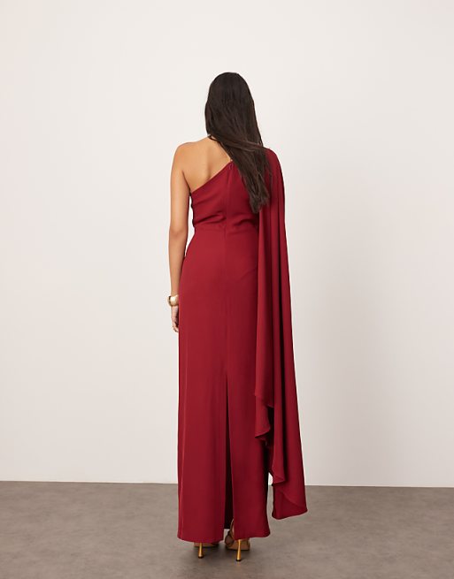 ASOS EDITION draped one shoulder maxi dress with gold trim ASOS EDITION draped one shoulder maxi dress with gold trim