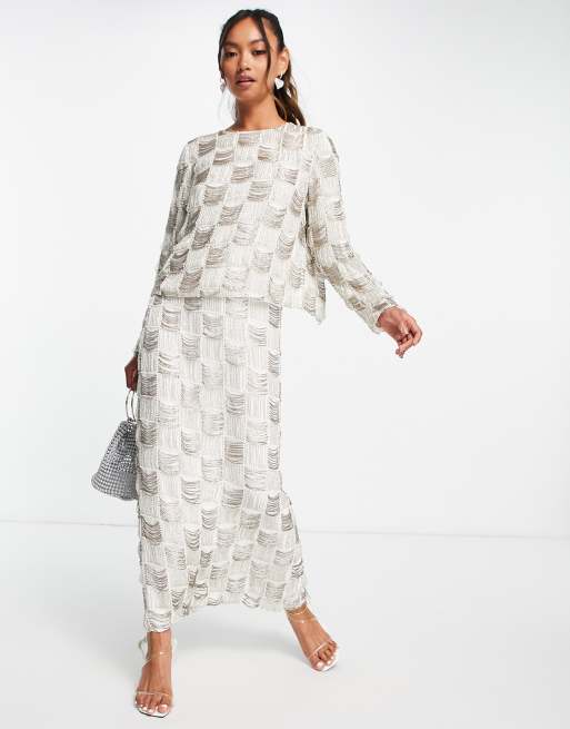 ASOS EDITION – Drapiertes Oberteil mit Karomuster im Perlendesign und Schlitz am Rücken, 4 von 4