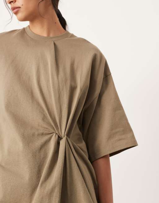 ASOS Edition – Dżersejowy T-shirt z węzłem w kolorze khaki, 2 z 4