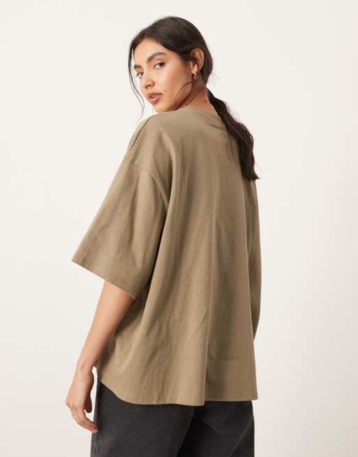 ASOS Edition – Dżersejowy T-shirt z węzłem w kolorze khaki, 3 z 4
