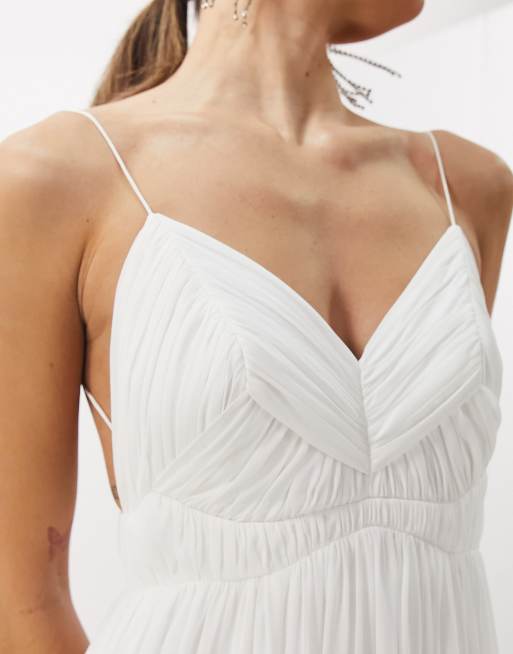 ASOS EDITION - Eliana - Hvid bryllupskjole med fine cami-stropper og rynket overdel, 4 af 4