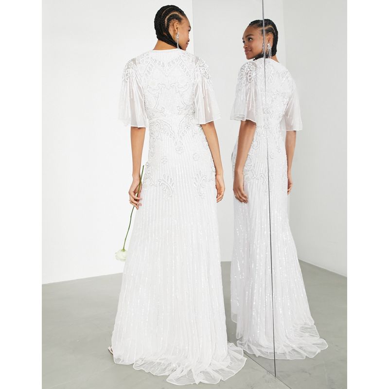 Designer Ln6Hn Edition - Eliza - Vestito da sposa con manica con volant e decorazioni