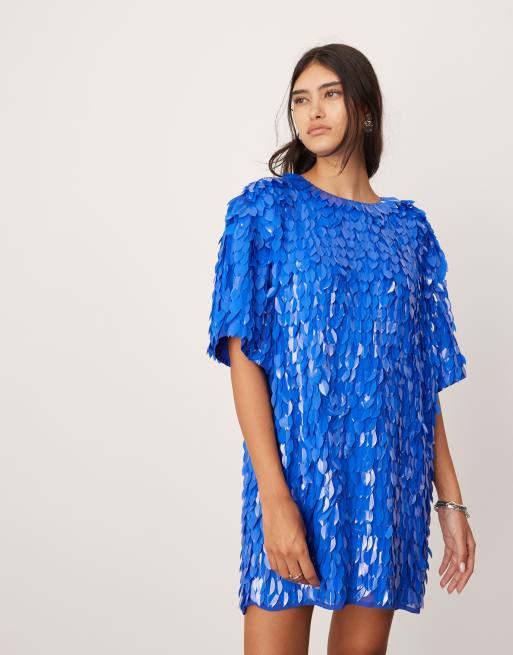 ASOS EDITION embellished 3D sequin t-shirt mini dress in