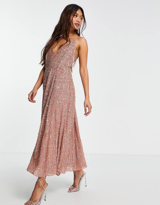 ASOS EDITION embellished cami midi dress in cinnamon rose