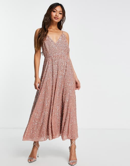 ASOS EDITION embellished cami midi dress in cinnamon rose