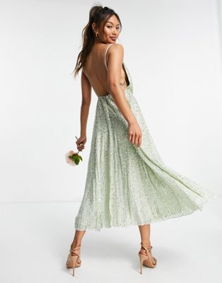 ASOS EDITION embellished cami midi dress in sage green - ASOS Price Checker