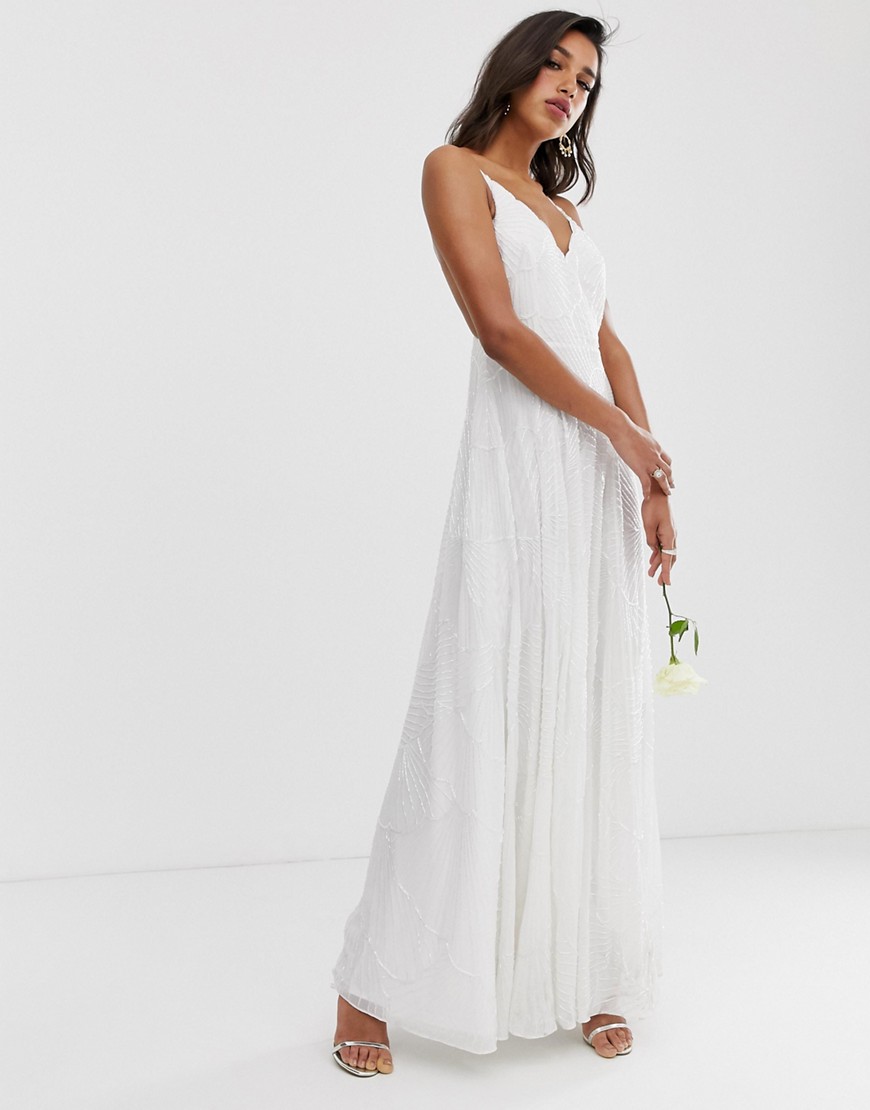 ASOS EDITION embellished cami wedding dress-White