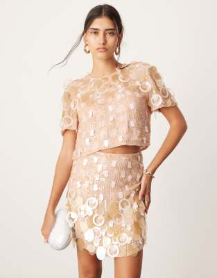 ASOS EDITION ASOS EDITION embellished disc boxy tshirt co-ord in pink