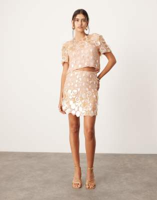 Asos Design Embellished Disc Mini Skirt In Pink - Part Of A Set