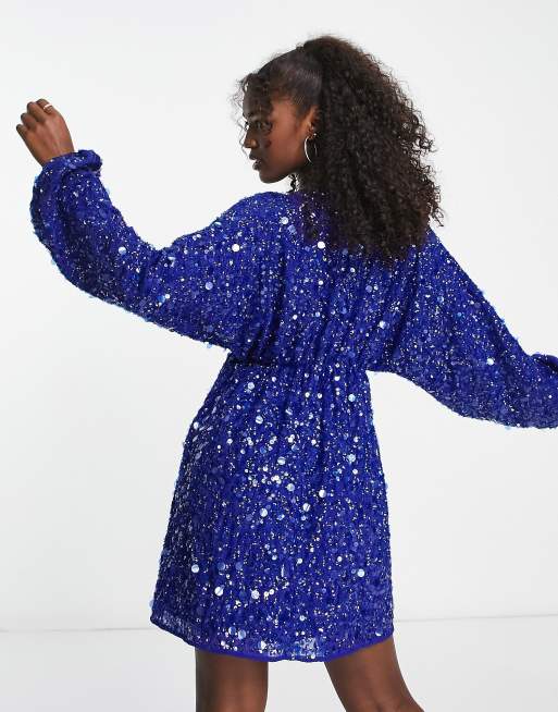 asos blue sequin dress