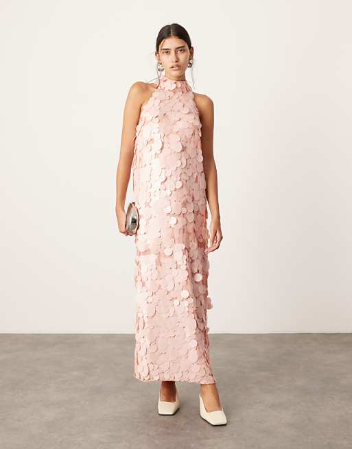 sequin pink dress Light Embellished | Bloom West Boutique Maxi length Fully lined Side seam invisible zipper Satin bust with gather Stretch sequin skirt Gel tape at top opening Perfect for prom Arlington Midi Dress - Sequin