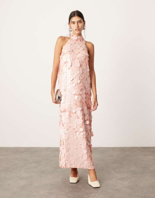 Asos pink sequin dress online