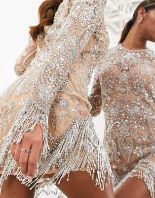 asos design embellished shift mini dress with beaded fringe ASOS Design - Mini Dress - Women - Polyester/Cotton - 8 US
