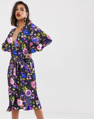 ASOS EDITION embellished printed midi dress-Multi