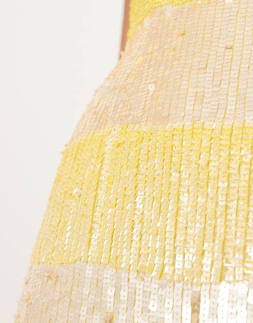 ASOS EDITION embellished square neck midaxi dress in yellow geo