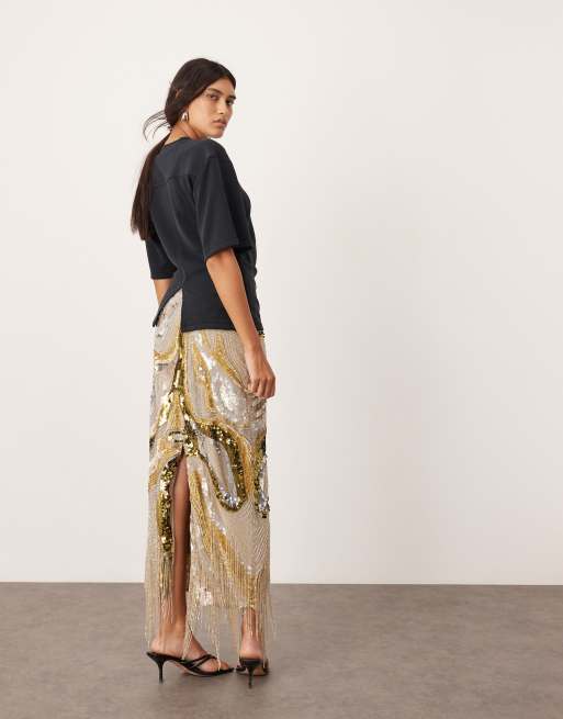 Asos embellished midi skirt best sale