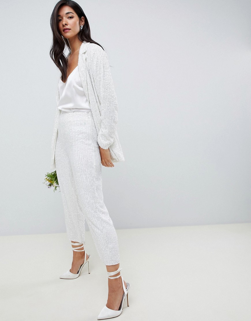 ASOS EDITION embellished trouser-White