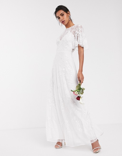 ASOS EDITION embroidered & beaded flutter sleeve wedding dress