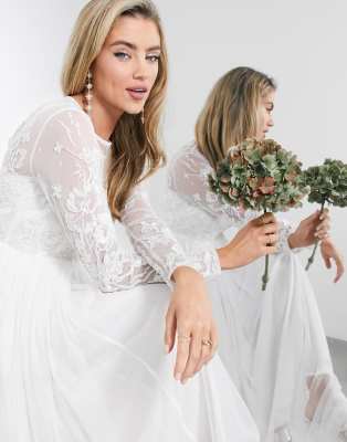 genoa embroidered maxi wedding dress