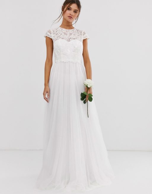  ASOS  EDITION embroidered bodice wedding  dress  with mesh 