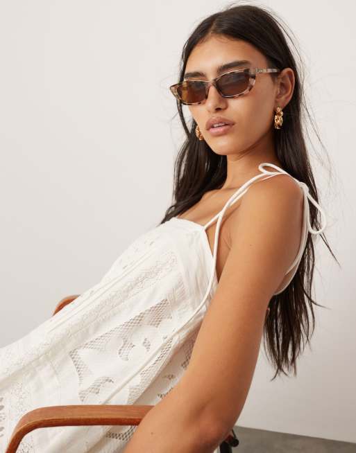 embroidered linen dress Naomi Printed Embroidered Lace Up Cami Midi Dress main image 1