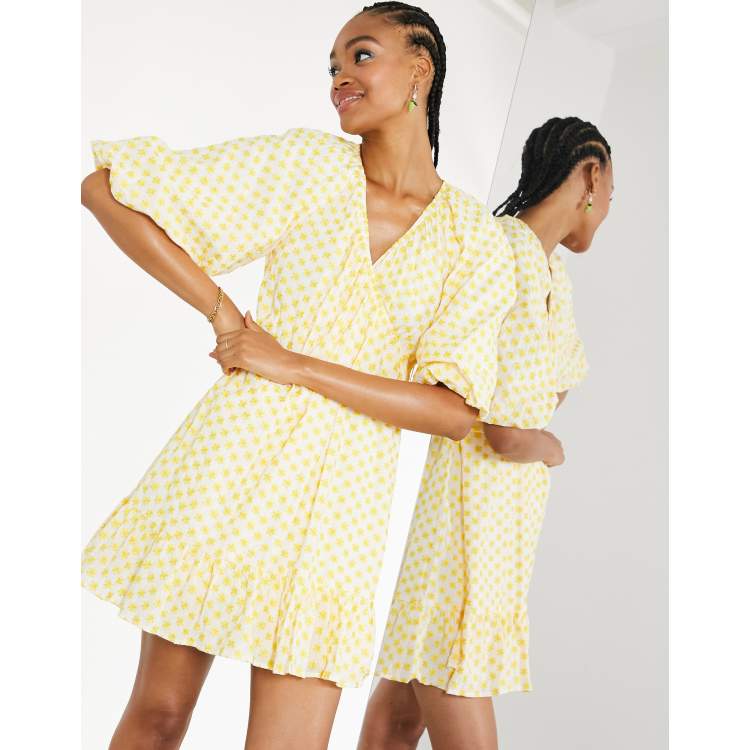 vintage inspired Yellow linen shirt dress 2317