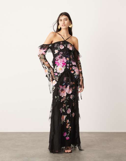 Asos edition embroidered maxi dress on sale