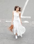 [ASOS EDITION] ASOS EDITION embroidered lace panel maxi dress with open back detail and asymmetric hem in white 14 White