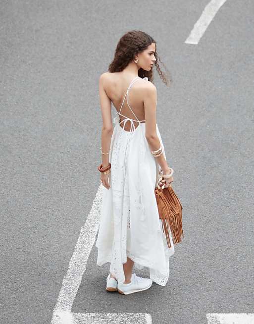 ASOS EDITION embroidered lace panel maxi dress with open ASOS EDITION embroidered lace panel maxi dress with open