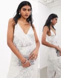 [ASOS EDITION] ASOS EDITION embroidered lace panelled longline cami top in silver (part of a set)-Grey 6 Silver