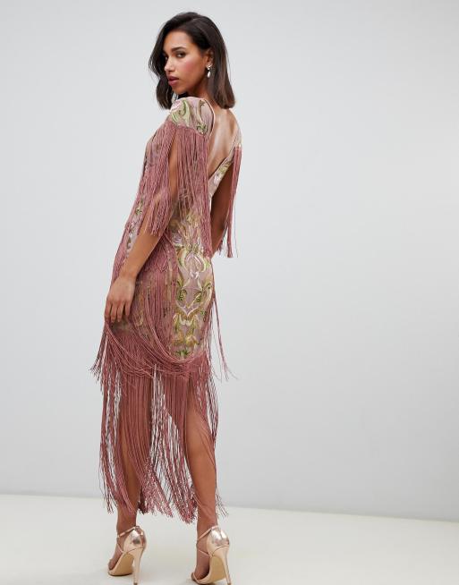 ASOS EDITION embroidered midi fringe dress | ASOS