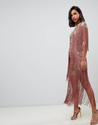 embroidered fringe dress