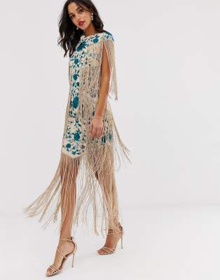 embroidered fringe dress