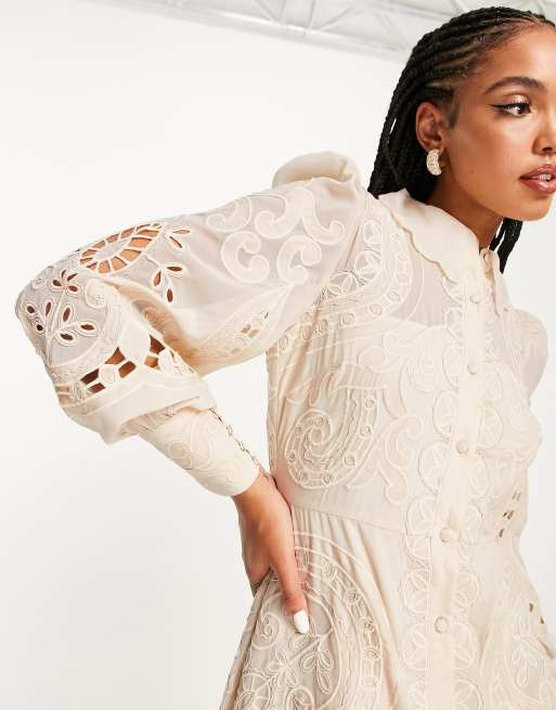 White embroidered shirt clearance dress