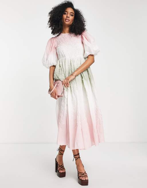 ASOS EDITION embroidered ombre midi dress ASOS