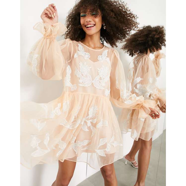 Asos pink hot sale smock dress