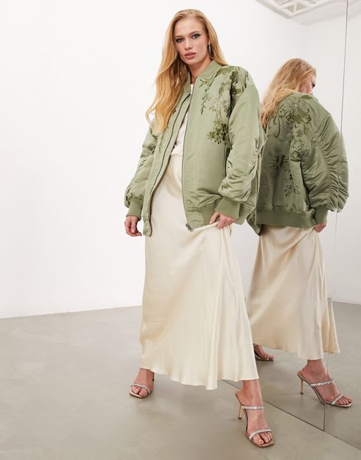 ASOS Edition oversized bomber jacket in green