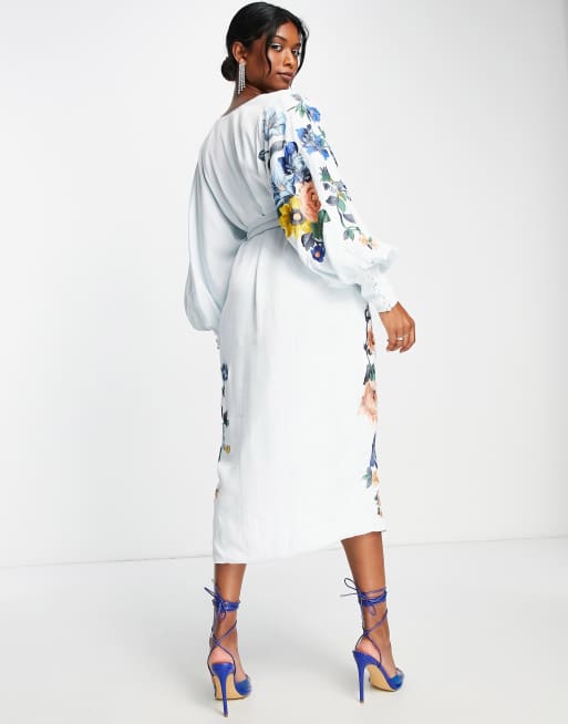 Asos midi outlet embroidered dress