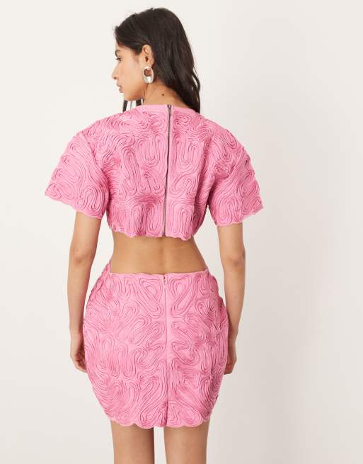 ASOS EDITION embroidered satin cornelli cut out mini dress in pink
