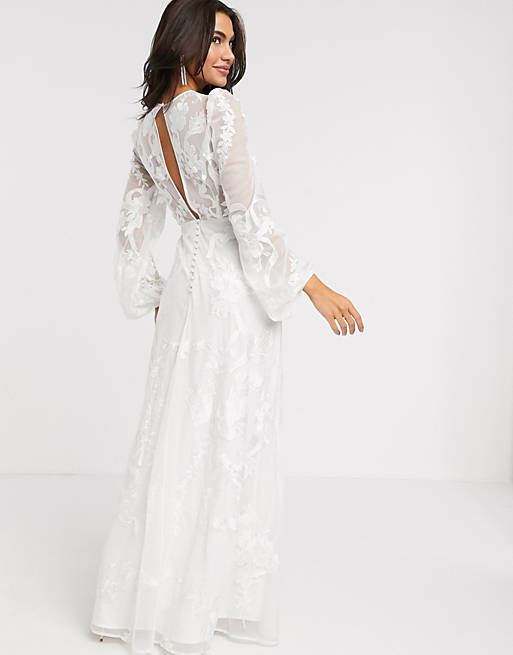 ASOS EDITION embroidered wedding dress blouson sleeve