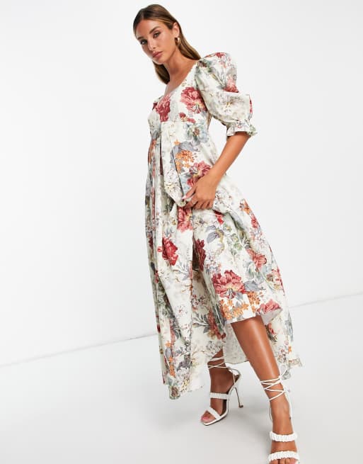 ASOS EDITION empire midi dress with full skirt in floral print