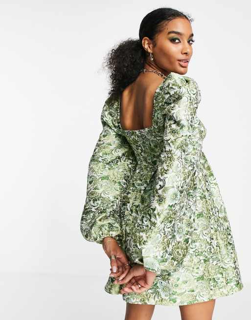 Botanical jacquard dress