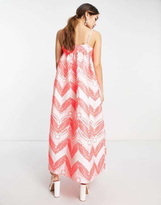 ASOS EDITION square neck chiffon maxi dress in neon coral