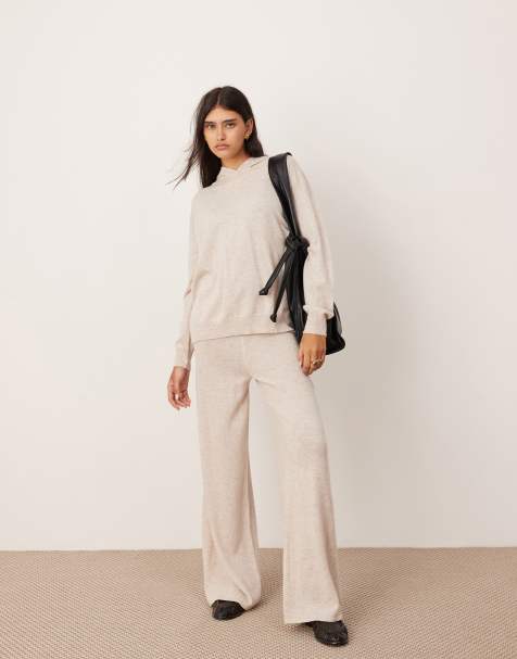 ASOS EDITION - Ensemble pull à capuche et pantalon large en maille de cachemire mélangé de qualité supérieure - Grège - view 1