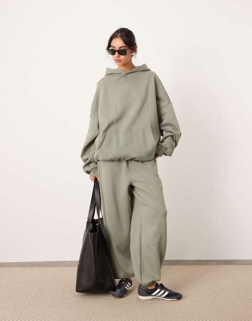 ASOS EDITION - Ensemble sweat à capuche oversize épais de qualité supérieure et pantalon de jogging - Vert olive