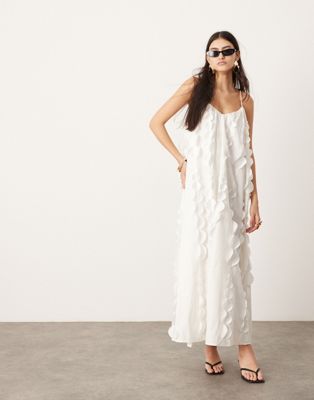 Asos Design Extreme Cami Trapeze Maxi Dress With Circles In White