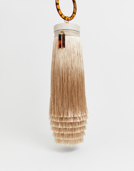 ASOS EDITION extreme fringe bag with natural handle